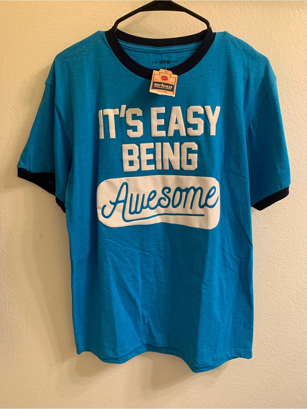 urban pipeline Blue Graphic Ringer Tee with Black Trim